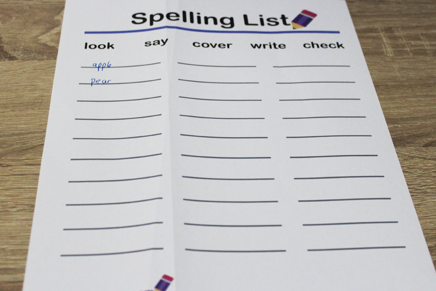 Free Spelling List Printable